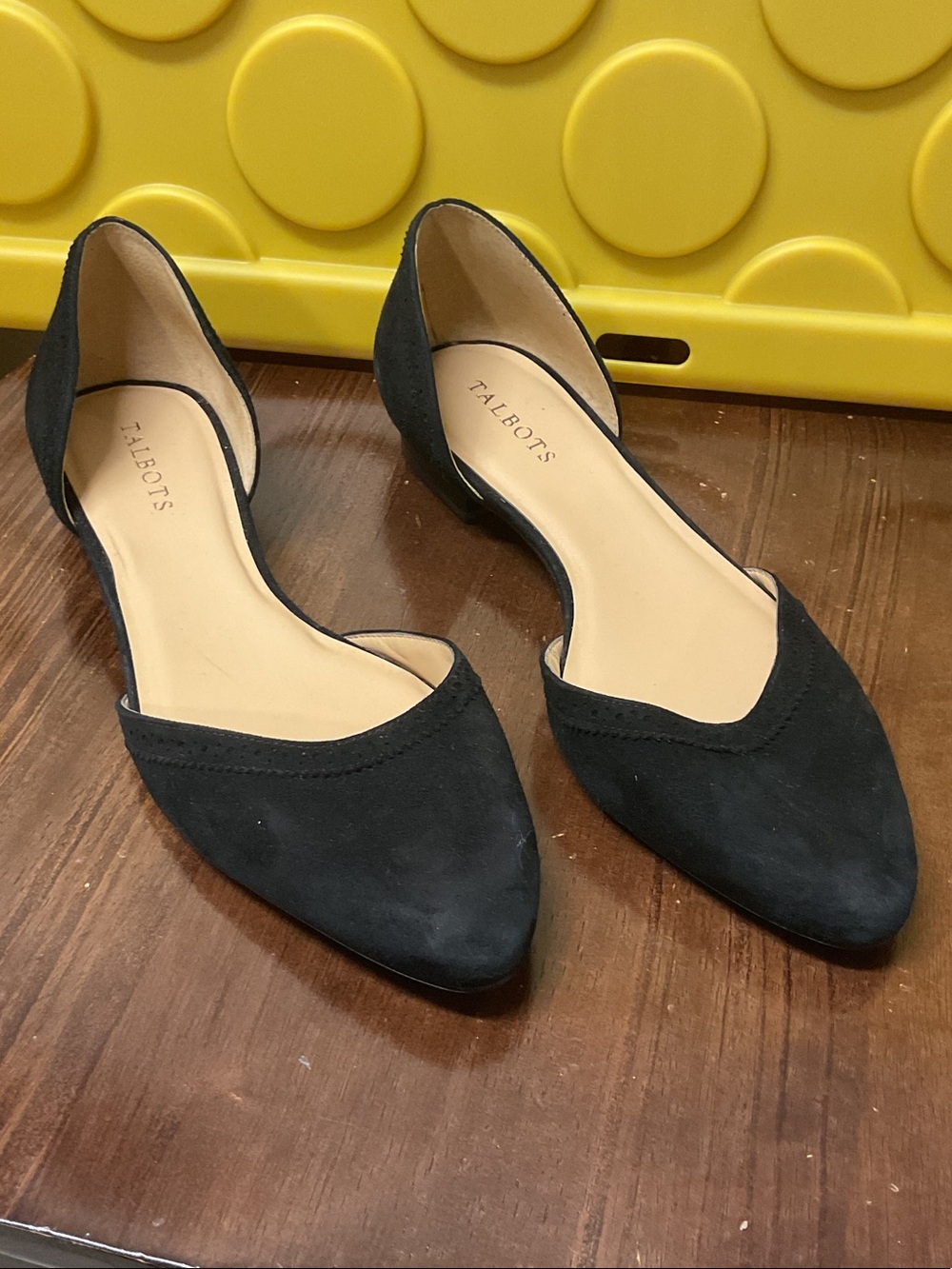 Talbots Black Suede Pointed D'Orsay Flats Size 10.5 M